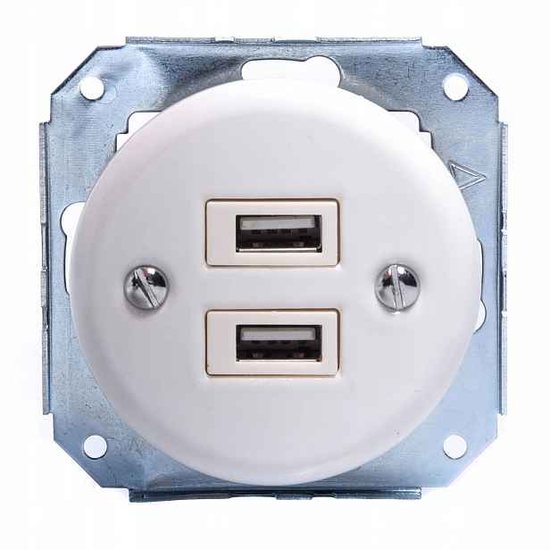 Keramická Podomítková Zásuvka 2xUSB Bílá