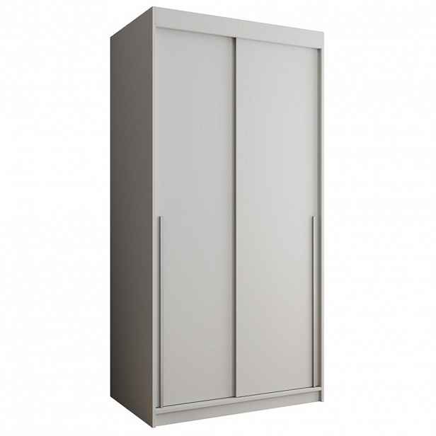 Home Collective ŠATNÍ SKŘÍŇ S POSUVNÝMI DVEŘMI 100 cm šířka, bílá se stříbrným úchytem