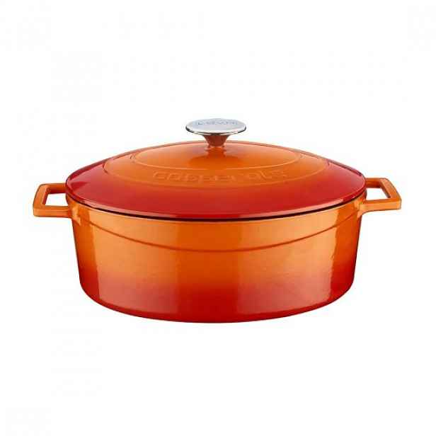 Oválný hrnec, litinový, 29 cm/4,67 l, "Folk", oranžový - LAVA