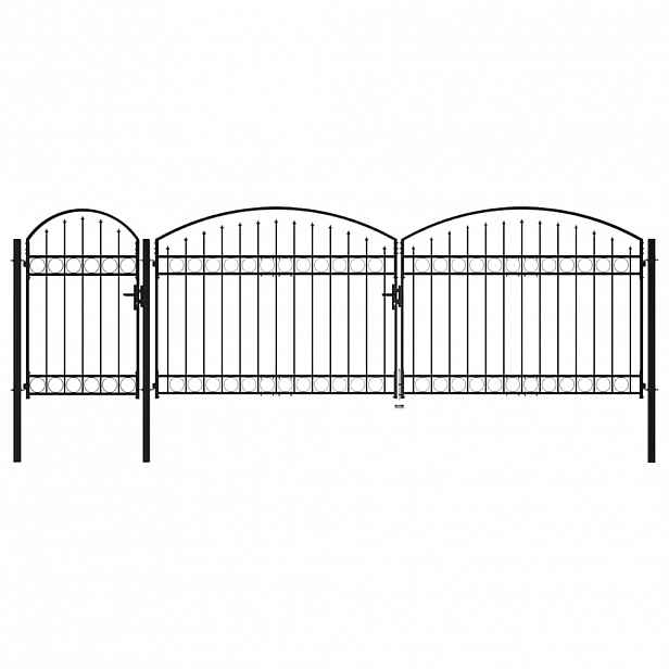 vidaXL Zahradní plotová branka ASSEN s klenutým vrcholem ocelová 1,25 x 5 m černá