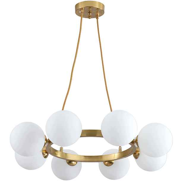 Závěsná lampa zlatá kartáčovaná skleněná koule moderní velká do obývacího pokoje