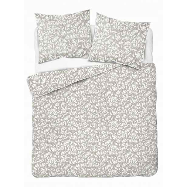 Povlečení z perkálu 160x200 taupe v botanické Soft Garden barvě