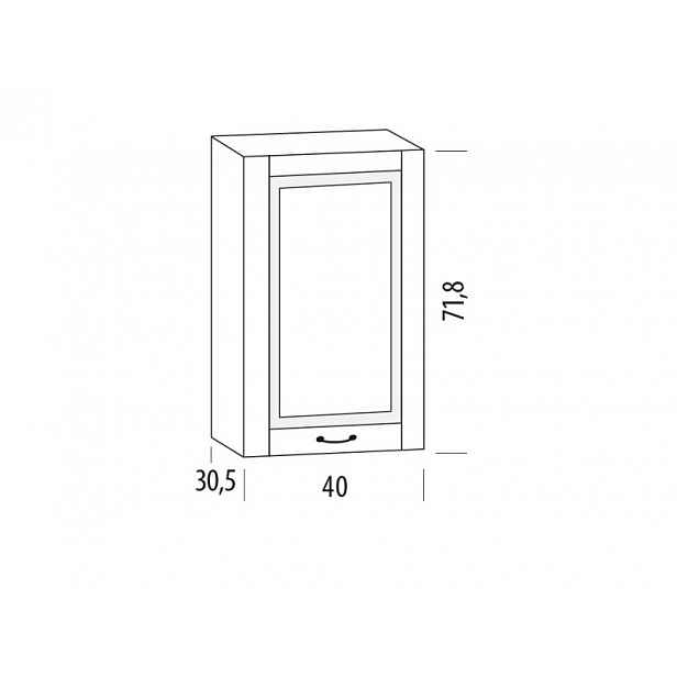 GISTOLA, horní skříňka 40B, korpus bílý, dvířka bílé MDF
