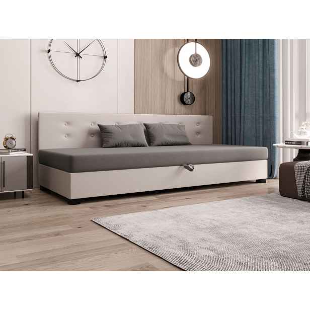 Jednolůžková postel 80x195 AJKA BIZ 2 - světle šedá / ecru
