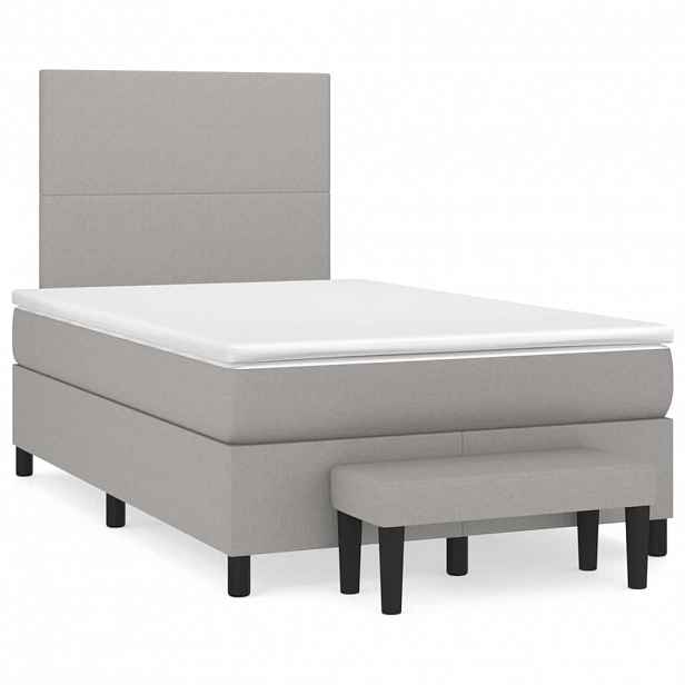 vidaXL Box spring postel s matrací světle šedá 120 x 200 cm textil