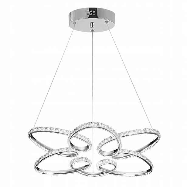 Závěsné Led Svítidlo Chromované Křišťálové Glamour Květ Hvězda Elegantní 54CM
