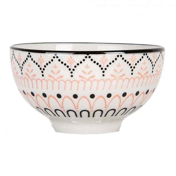 Bílá keramická miska se vzorem Mibbo - Ø 9*5 cm / 125 ml Clayre & Eef