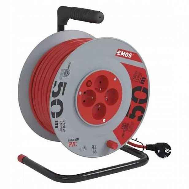 Kabel prodlužovací, 50m 230V, cívka, 4 zásuvky