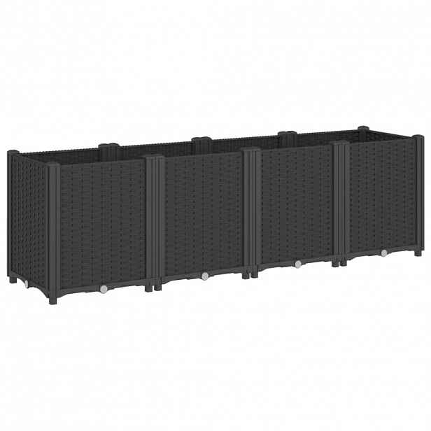 vidaXL Zahradní truhlík černý 160 x 40 x 53 cm PP