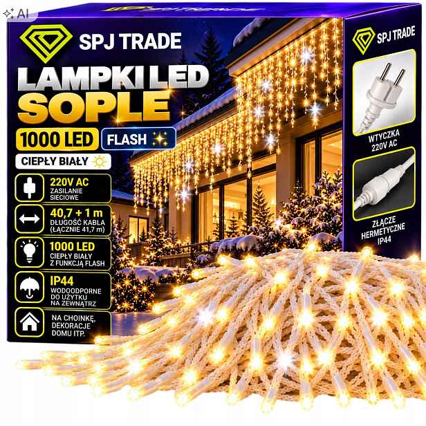 Záclona Rampouchy 1000 Led Bílá Teplá