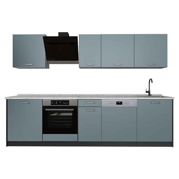 Vicco KUCHYŇSKÝ KOUT R-Line, Modrošedá/Antracit, 280 cm bez pracovní desky