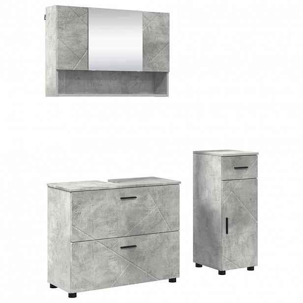 vidaXL Sada koupelnového nábytku 3 ks Betonově šedá 76,5 x 35 x 64 cm