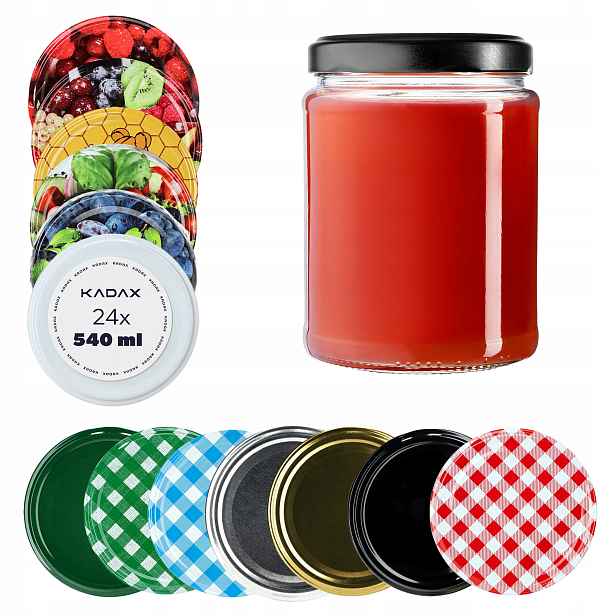 24x Sklenice 540ml Zavařovací Sklenice Na Med Džem Šroubovací Víčko 82mm
