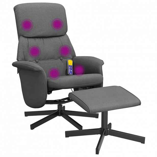 vidaXL Masážní polohovací křeslo s podnožkou tmavě šedé textil