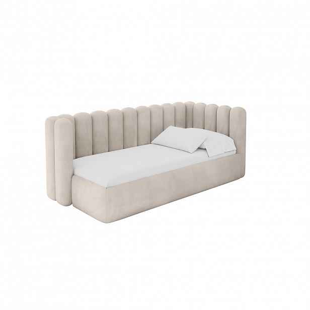 ALTDECOR JEDNOLŮŽKOVÁ POSTEL pro mládež s úložným prostorem, vlevo - HUGY 90x200 béžová