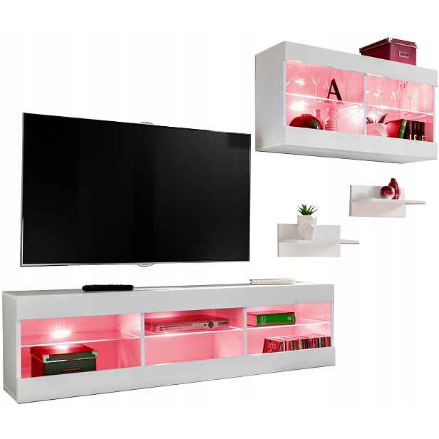Sada nábytku Rtv Tivoli SET3 Bílá/Bílá, Rgb Led