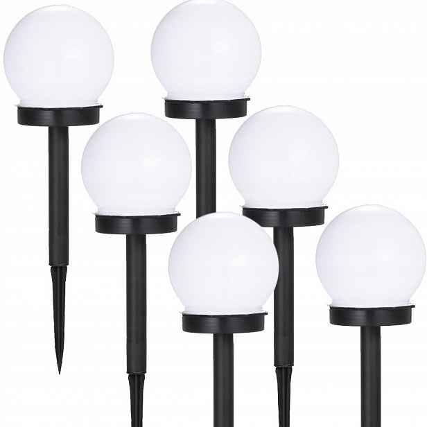Solární Zahradní Lampa Led Koule Bílá Nadzemní Kulička 10 cm Sada 6 Ks.