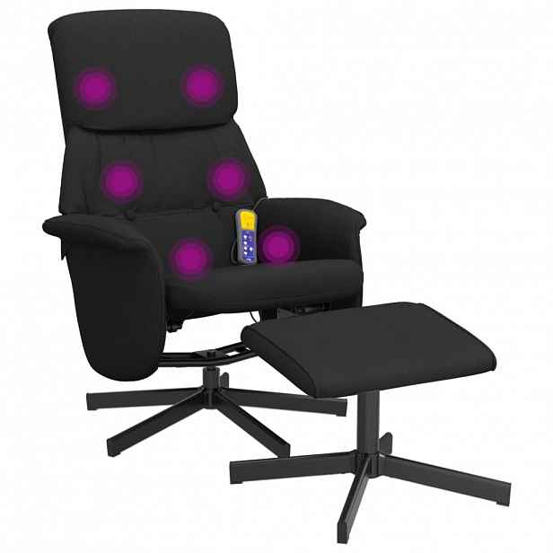 vidaXL Masážní polohovací křeslo s podnožkou černé textil