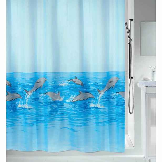 Spirella sprchový závěs Nemo, motiv delfínů, modrý, 120 x 200 cm, polyester
