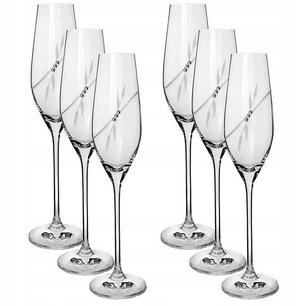 Sklenice na sekt s krystaly Preciosa 210ml Plant 6ks