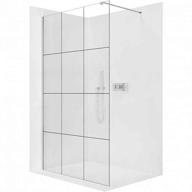 Sprchová zástěna Walk-in Onyx Cube L/P - 8 mm - hranatá vzpěra  - chrom, industriální sklo - 140x200 cm