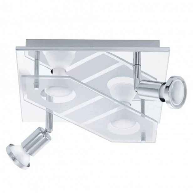 Stropní Svítidlo Stropní Svítidlo Led Eglo Cabo-c 4XGU10 Rgbw Dálkový Ovladač 25X25 CM Chrom