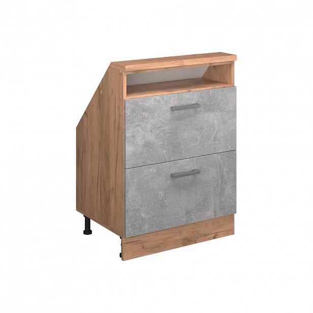 Vicco KUCHYŇSKÁ SKŘÍŇKA POD ŠIKMOU STŘECHU R-Line Beton 60 cm se 2 zásuvkami