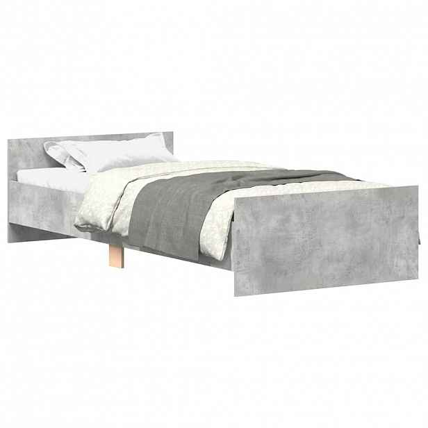 vidaXL Rám postele betonově šedý 75 x 190 cm Small Single kompozit