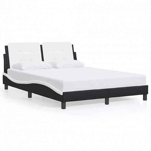 vidaXL Rám postele bez matrace Zadar černý a bílý 140 x 190 cm umělá kůže