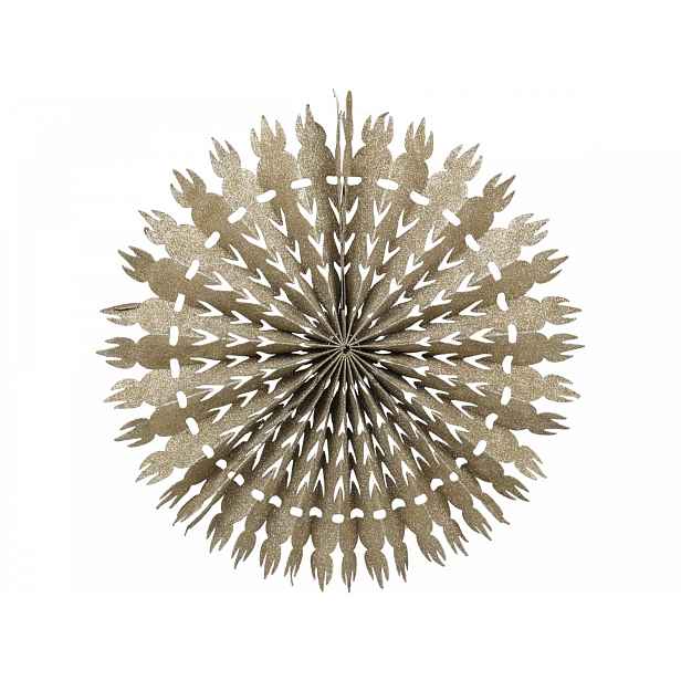 Champagne papírová hvězda Vintage s glitry - 39cm Chic Antique