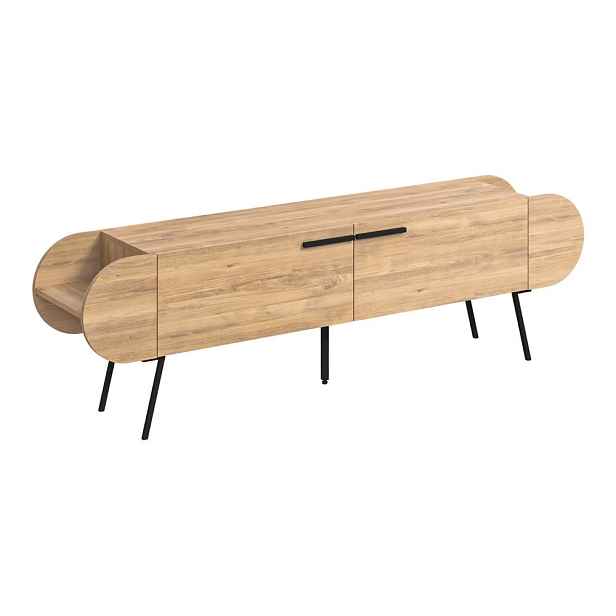 TV stolek v dekoru dubu v přírodní barvě 195x57 cm Saluso – Marckeric
