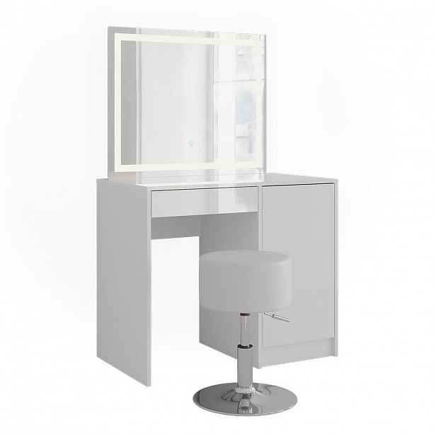 Vicco TOALETNÍ STOLEK Sherry Bílá/bílý vysoký lesk 89.8 cm s LED zrcadlem a stoličkou