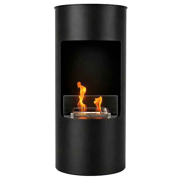 Biokrb na terasu do salonu Stojící černý Cylindrický na bioethanol 95 cm