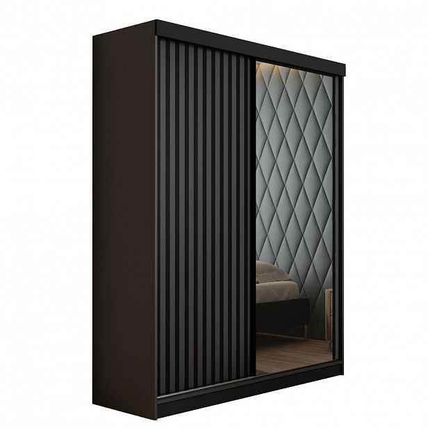 Kier Furniture POSUVNÁ ŠATNÍ SKŘÍŇ MALANI - Černá a Grafitová Anthrazit 138x205x59 cm