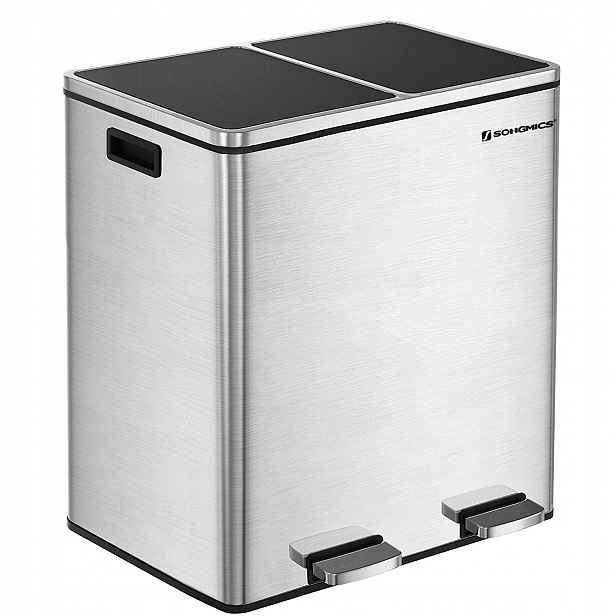 Odpadkový koš s víkem Jordan 2x30 L stříbrný