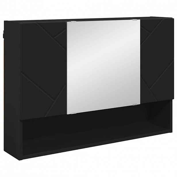 vidaXL Zrcadlová skříň Nástěnný Černá 80 x 17 x 55 cm kompozitní dřevo