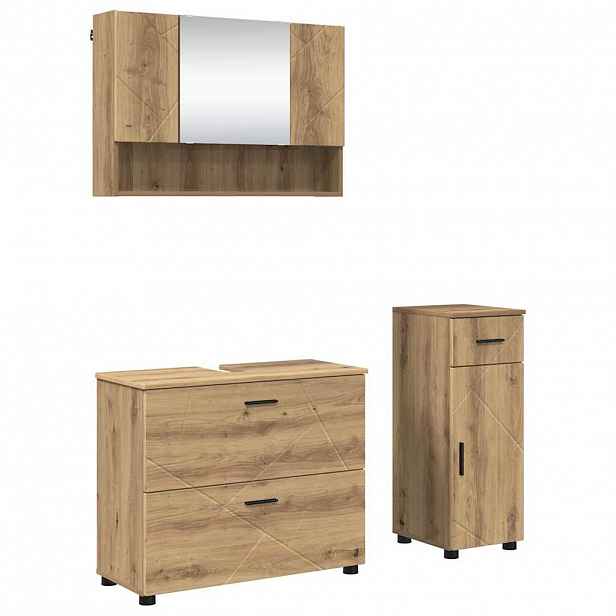 vidaXL Sada koupelnového nábytku 3 ks Artisanový dub 76,5 x 35 x 64 cm