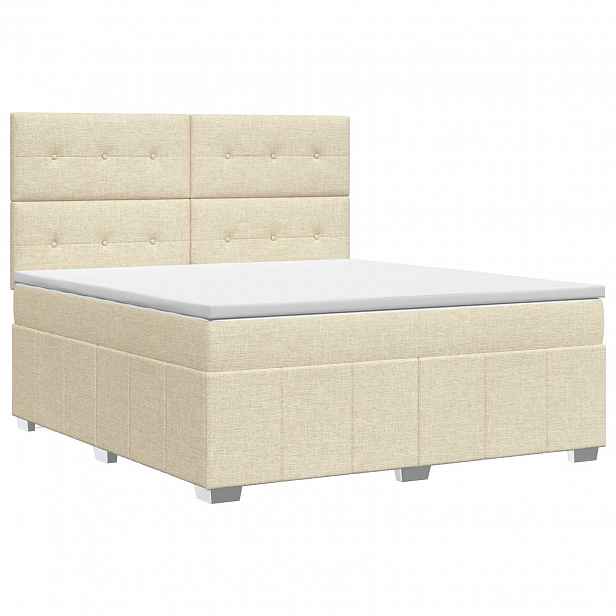 vidaXL Postel boxspring s matrací s čelo Krémová 140 x 200 cm Textil