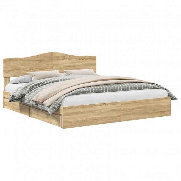 vidaXL Postel s úložným prostorem se zásuvkou Sonoma dub 180 x 200 cm
