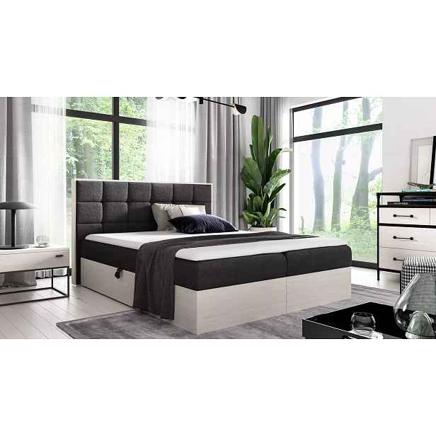 Manželská postel 200x220 CHANTELLE 1 - nordic teak / grafitová + topper ZDARMA