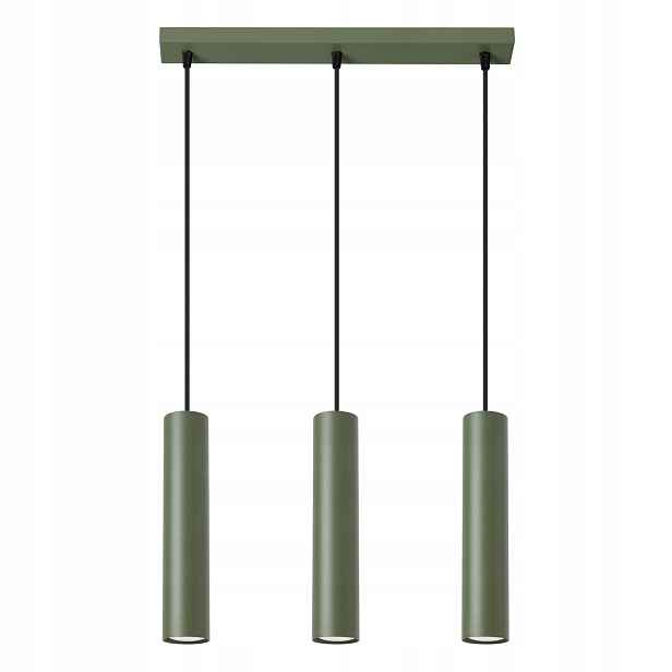 Sollux Závěsná lampa trojitá zelená olivová, tři tuby, 30 cm do jídelny