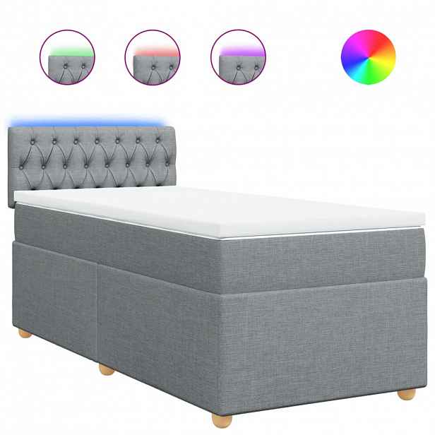 vidaXL Box spring postel s matrací světle šedá 80 x 200 cm textil