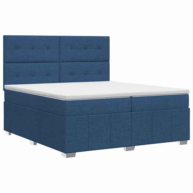 vidaXL Postel boxspring s matrací s čelo Modrá 140 x 200 cm Textil