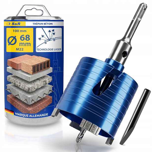 Diamantová Korunkový Vrták Sds plus S&r 68 mm na plechovky, sada vrták
