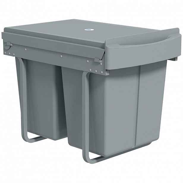 HOMCOM VESTAVNÝ odpadkový koš plast kov šedý