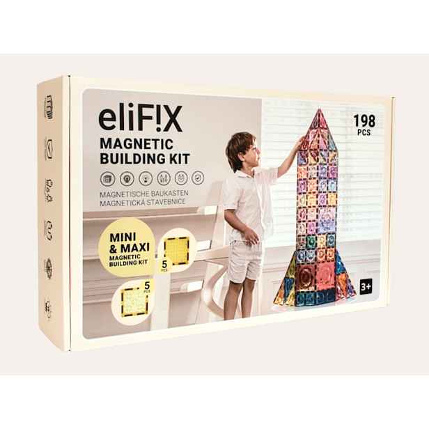 Magnetická stavebnice EliFix pastel 188 ks + 5ks Maxi & 5ks Mini