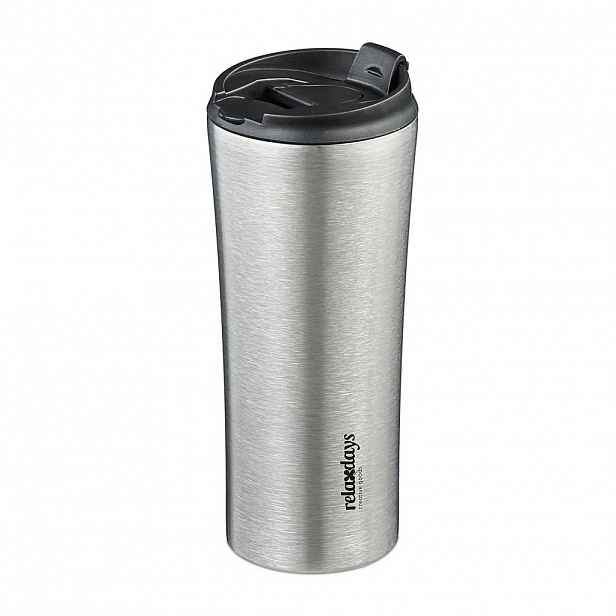 Relaxdays TERMOKELÍMEK Stříbrná Černá nerezová ocel 400 ml