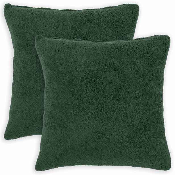 vidaXL Povlak na polštář 2 pcs HEERLEN Tmavě zelená 65 x 65 cm Bouclé