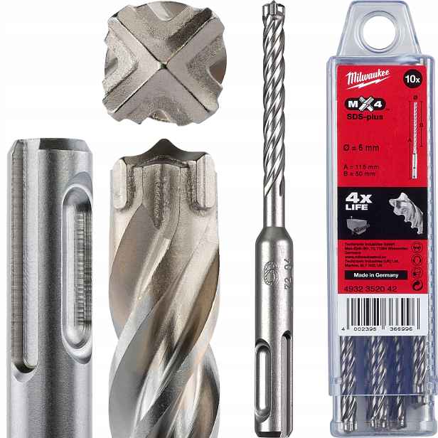 Vrtáky do betonu Sds Plus 6 x 50/115 mm 10 ks Milwaukee MX4