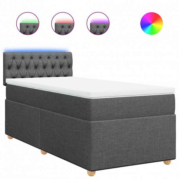 vidaXL Box spring postel s matrací tmavě šedá 80 x 200 cm textil